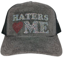 Load image into Gallery viewer, Haters Love Me Rhinestone Trucker Hat – Multi color