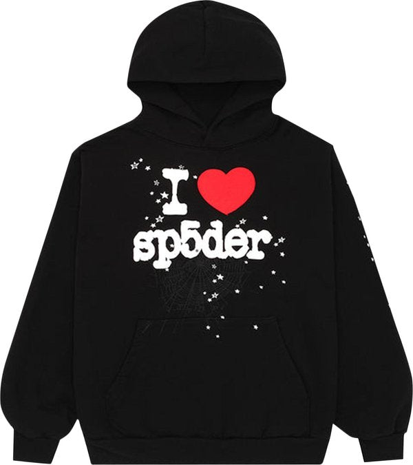 Sp5der - I Love Sp5der Hoodie – Black - Clique Apparel