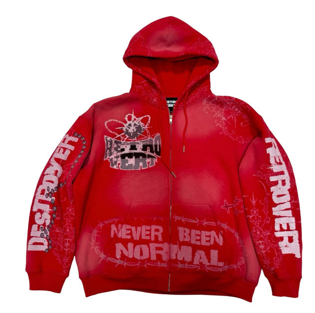 RETROVERT-Zip-up-red hoodie - Clique Apparel