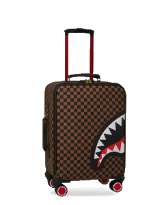 Sprayground - Exterior Gold Zip Pocket Sharks in Paris Jetsetter Carry-On Luggage - Clique Apparel