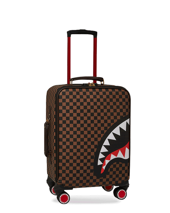 Sprayground - Exterior Gold Zip Pocket Sharks in Paris Jetsetter Carry-On Luggage - Clique Apparel