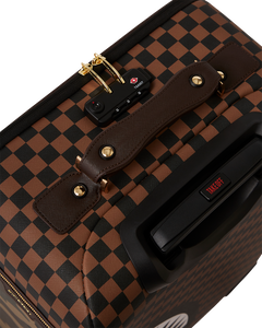 Sprayground - Exterior Gold Zip Pocket Sharks in Paris Jetsetter Carry-On Luggage - Clique Apparel
