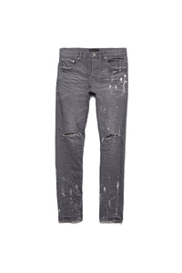 Purple - P001 Worn Grey Knee Slit Jeans - Clique Apparel