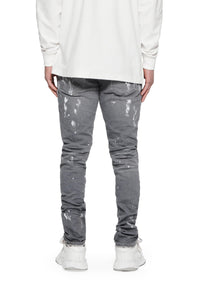 Purple - P001 Worn Grey Knee Slit Jeans - Clique Apparel