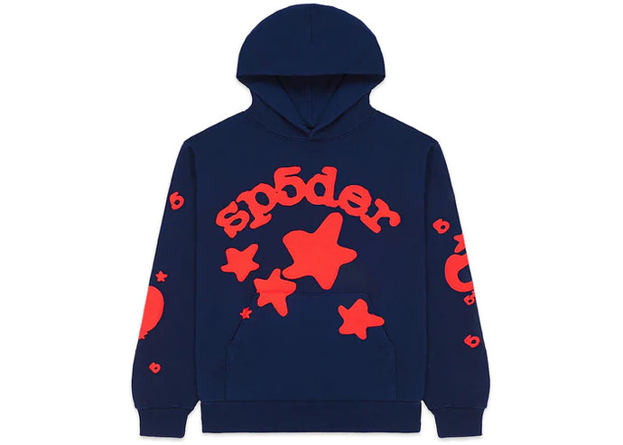 Sp5der Worldwide Beluga Hoodie - Navy Red - Clique Apparel