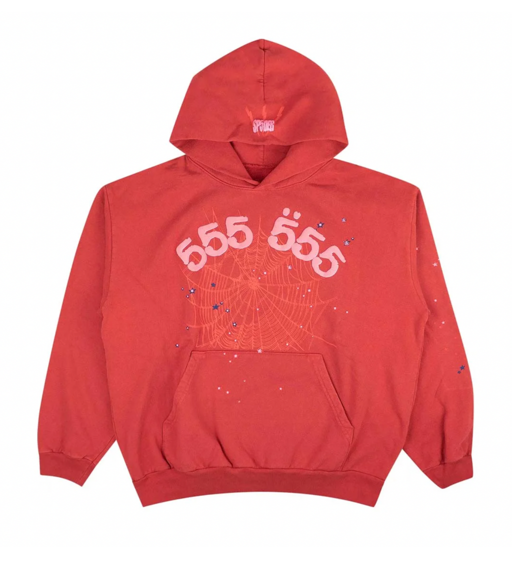 Sp5der - Worldwide Angel Number 555 Hoodie - Red - Clique Apparel