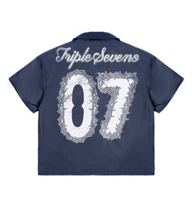 Triple Sevens - Navy Button Up - Clique Apparel