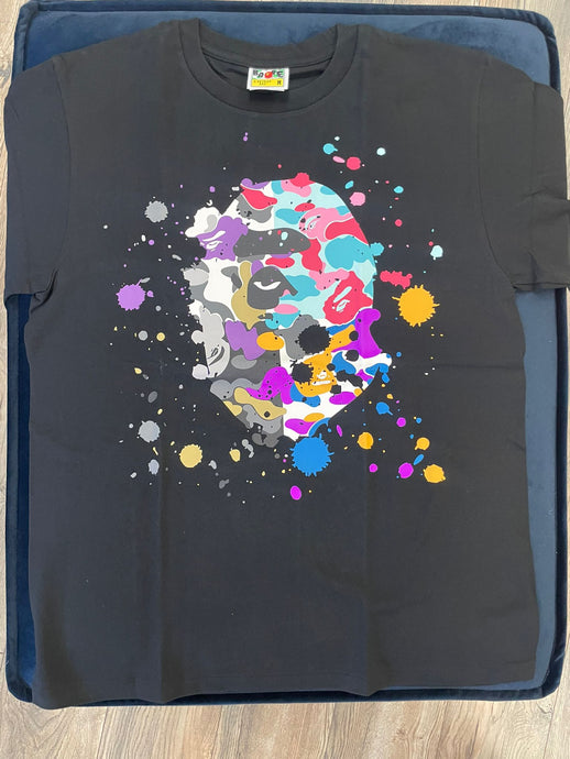 Bape - Multicolor Splatter Tee - Black - Clique Apparel