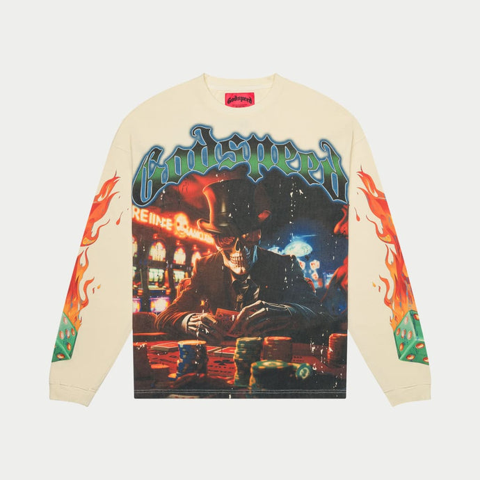 Godspeed -  Life's A Gamble LS T-shirt (Bone) - Clique Apparel