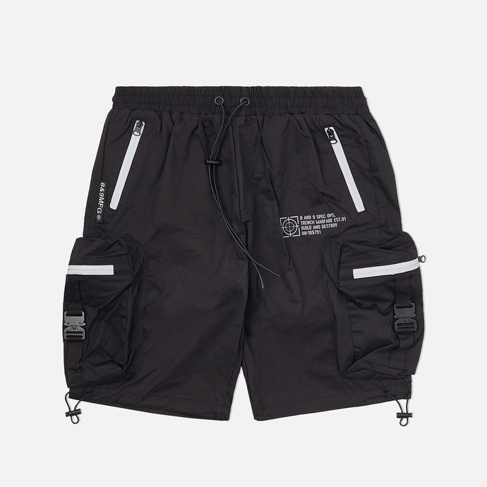 COMBAT NYLON SHORT BLACK WITH GREY ZIPPERS - Clique Apparel