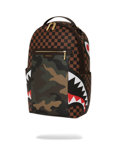 Sprayground - Exterior Gold Zip Pocket Sharks in Paris Backpack (Dlxv) - Clique Apparel