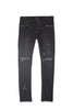 Purple - P001 Low Rise Skinny Jean Black Overspray - Clique Apparel