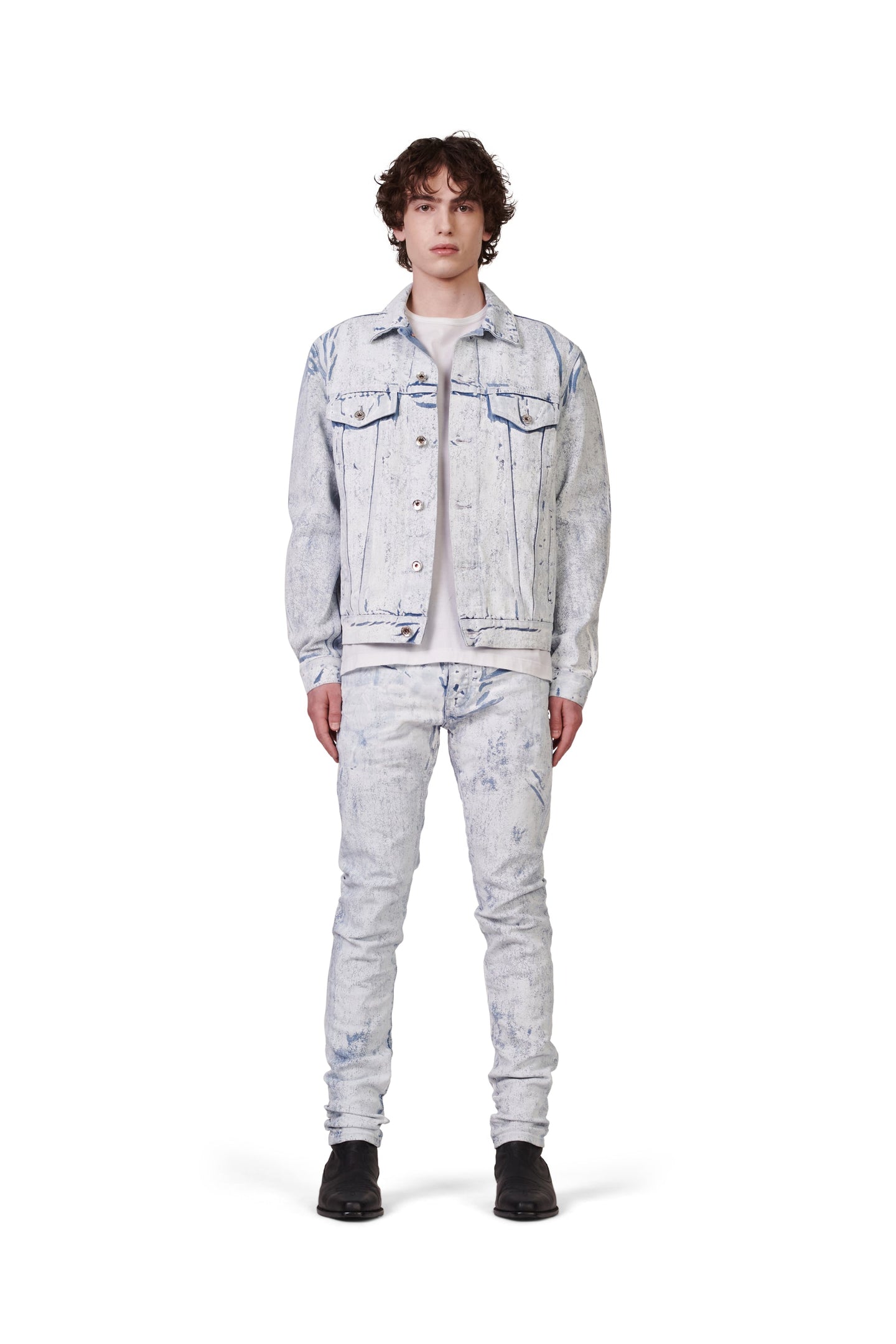 Purple - P001 Low Rise Skinny Jean Cracked White Over Light Indigo - Clique Apparel