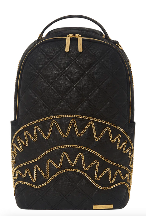 NOIR QUILT GOLD CHAIN SHARK BACKPACK (DLXV) - Clique Apparel