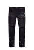Purple - P001 Low Rise Skinny Jean Black Resin Knee Slit - Clique Apparel